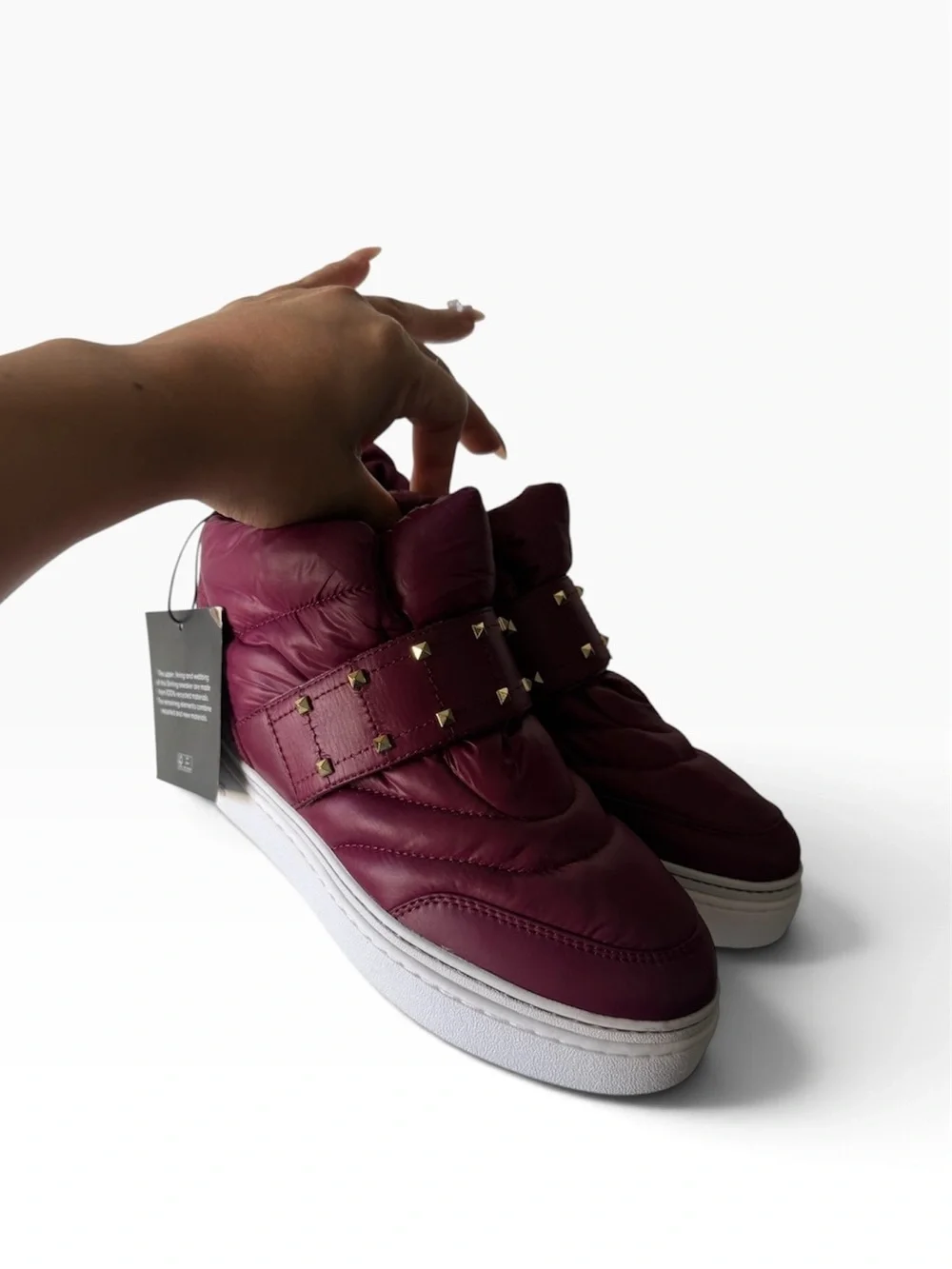 Michael Kors Stirling Embellished Quilted Recycled Polyester High-Top NWT Size 6